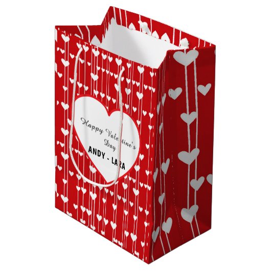 Sac Cadeau Moyen Valentine Rouge blanc amour minimalis (Devant Angle)