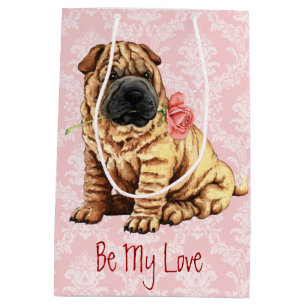 Sac Cadeau Moyen Valentine Shar-Pei rose