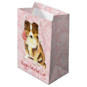 Sac Cadeau Moyen Valentine Sheltie rose (Devant Angle)