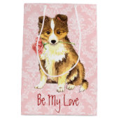 Sac Cadeau Moyen Valentine Sheltie rose (Dos)