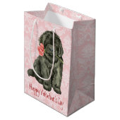 Sac Cadeau Moyen Valentine Terre-Neuve rose (Devant Angle)