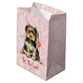 Sac Cadeau Moyen Valentine Yorkie rose (Dos Angle)