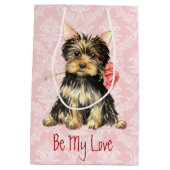 Sac Cadeau Moyen Valentine Yorkie rose (Dos)