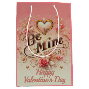 Sac Cadeau Moyen Valentine's Day Be Mine Design with Heart, Citatio