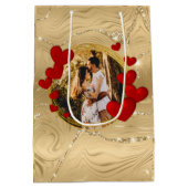 Sac Cadeau Moyen Valentines Élégantes, Amour, Coeurs rouges Anniver (Dos)