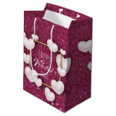 Sac Cadeau Moyen Valentines Jour Coeur Blanc Parties scintillant Mo (Dos Angle)