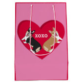 Sac Cadeau Moyen Valentines Jour Corgi XOXO (Dos)