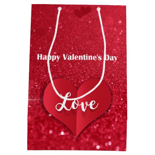 Sac Cadeau Moyen Valentines Papier rouge Parties scintillant de coe (Dos)
