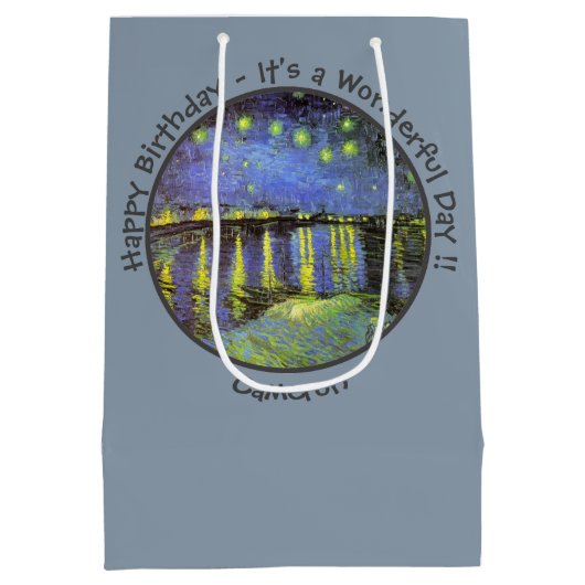 Sac Cadeau Moyen van Gogh Starry Night Over the Rhone Party Objets (Dos)