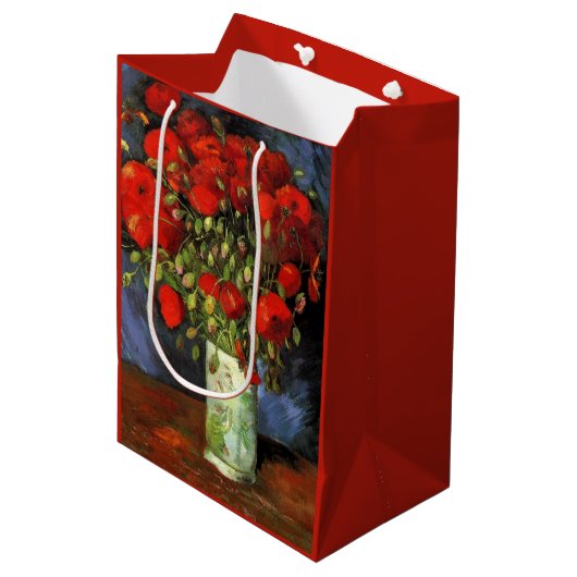Sac Cadeau Moyen Vase avec des pavots rouges par Vincent van Gogh (Devant Angle)