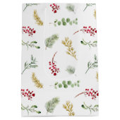 Sac Cadeau Moyen Végétation hiver or simple Aquarelle Noël (Dos)