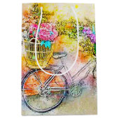 Sac Cadeau Moyen Vélo et fleurs (Devant)