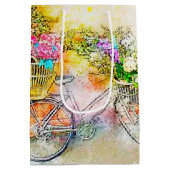 Sac Cadeau Moyen Vélo et fleurs (Dos)