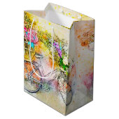 Sac Cadeau Moyen Vélo et fleurs (Dos Angle)