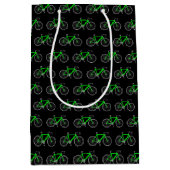 Sac Cadeau Moyen vélo vert néon sur noir (Devant)