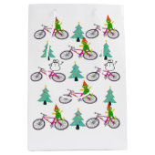 Sac Cadeau Moyen Vélos Noël Arbres Snowman Draps (Devant)