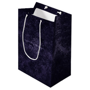 Sac Cadeau Moyen Velvety Midnight Damask   Indigo Purple Grunge