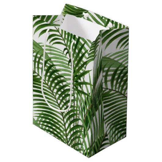 Sac Cadeau Moyen Verdure tropicale Aquarelle Palm Tree Feuilles (Devant Angle)
