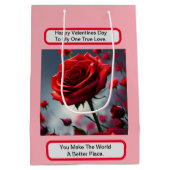 Sac Cadeau Moyen Véritable amour Rose rouge, Saint Valentin (Dos)