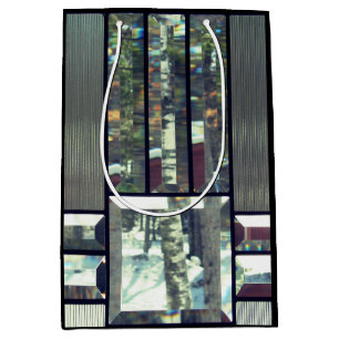 Sac Cadeau Moyen Verre biseauté teinté aspect métallisé argent mode