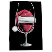 Sac Cadeau Moyen Verre de vin rouge Noël drôle Noël Noël Noël Noël (Devant)