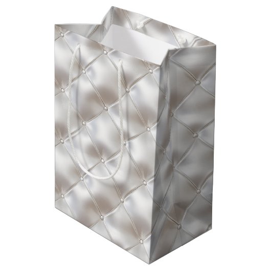 Sac Cadeau Moyen Verre romantique Blanc Faux Mariage en cuir (Dos Angle)