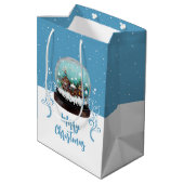 Sac Cadeau Moyen Verre Snowball Village d'hiver Bleu Joyeux Noël (Dos Angle)