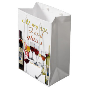 Sac Cadeau Moyen Verres à vin SlipperyJoe's jeu de mots coquin roug