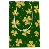 SAC CADEAU MOYEN VERT AVEC PARTIES SCINTILLANT D'OR REGARDER SHAMRO (Devant)