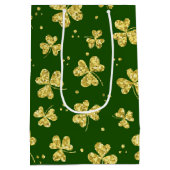 SAC CADEAU MOYEN VERT AVEC PARTIES SCINTILLANT D'OR REGARDER SHAMRO (Dos)