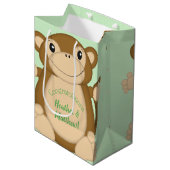 Sac Cadeau Moyen Vert Baby shower singe (Devant Angle)