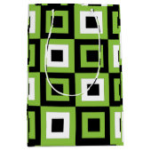 Sac Cadeau Moyen Vert blanc noir Carrés géométriques (Devant)
