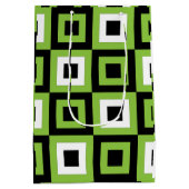 Sac Cadeau Moyen Vert blanc noir Carrés géométriques (Dos)