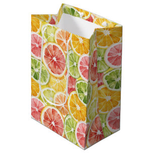 Sac Cadeau Moyen Vert de baie Orange Rose Fruité Baby Shower