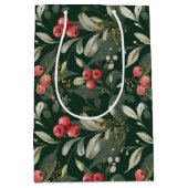 Sac Cadeau Moyen Vert foncé Élégante verdure Noël botanique (Devant)