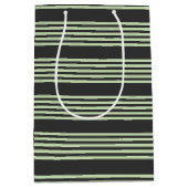 Sac Cadeau Moyen Vert pâle et charbon cinq bandes motif (Devant)
