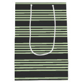 Sac Cadeau Moyen Vert pâle et charbon cinq bandes motif (Dos)