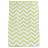 Sac Cadeau Moyen Vert pastel et chevron blanc Mariage Anniversaire (Dos)