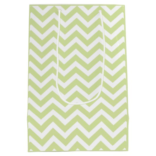 Sac Cadeau Moyen Vert pastel et chevron blanc Mariage Anniversaire (Dos)