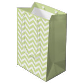 Sac Cadeau Moyen Vert pastel et chevron blanc Mariage Anniversaire (Dos Angle)