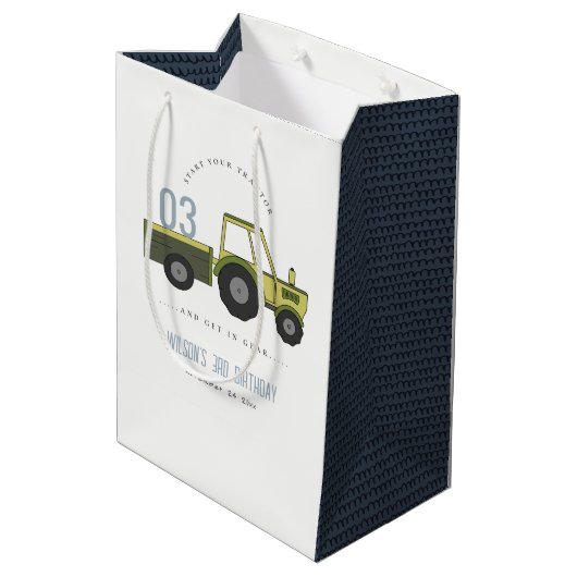 Sac Cadeau Moyen Vert Vert Vert Ferme Tracteur Enfants N'importe qu (Dos Angle)