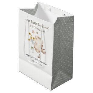 Sac Cadeau Moyen Vêtements de bébé vert boho sans sexe pour la fête