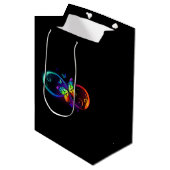 Sac Cadeau Moyen Vibrant infinity with rainbow butterfly on black (Devant Angle)