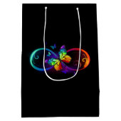 Sac Cadeau Moyen Vibrant infinity with rainbow butterfly on black (Dos)