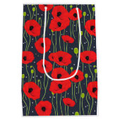 Sac Cadeau Moyen Vibrant Modern Red Poppies Pattern Art (Dos)