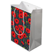 Sac Cadeau Moyen Vibrant Modern Red Poppies Pattern Art (Dos Angle)