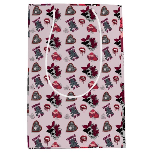 Sac Cadeau Moyen Vibrant rose gothique Graphique Saint-Valentin (Devant)