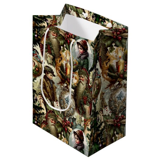Sac Cadeau Moyen Victorian Christmas Elegance  (Devant Angle)
