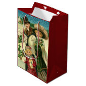 Sac Cadeau Moyen Victorian Famy in the snow Christmas scene (Devant Angle)