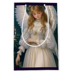 Sac Cadeau Moyen Victorian Vintage Retro Christmas Angel